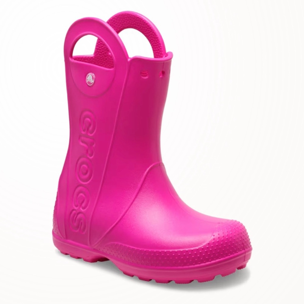 CROCS Kids' Hot Pink Handle Rain Boot
